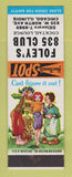 Matchbook Cover - Foley's 835 Club Chicago IL hillbilly SAMPLE WORN BACK