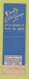 Matchbook Cover - Doc's Cocktail Lounge Baltimore MD Midget WORN