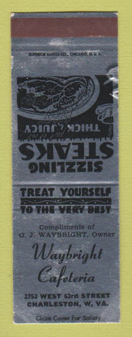 Matchbook Cover - Waybright Cafeteria Charleston WV SAMPLE WEAR