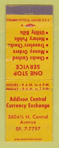 Matchbook Cover - Addison Central Currency Exchange Chicago IL WEAR
