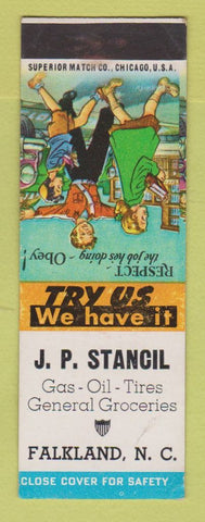 Matchbook Cover - JP Sancil oil gas Falkland N SAMPLE WORN BACK