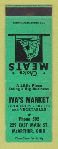Matchbook Cover - Iva's Market Grocery McArthur OH SAMPLE