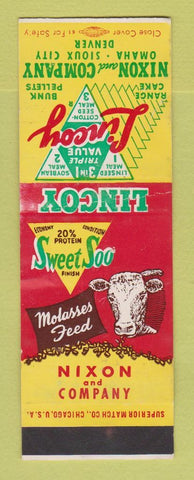 Matchbook Cover - Lincoy Feed Molasses Denver Omaha Sioux City SAMPLE WORN
