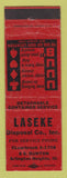 Matchbook Cover - Laseke Disposal Company Arlington Heights IL