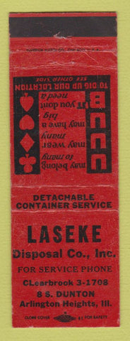 Matchbook Cover - Laseke Disposal Company Arlington Heights IL