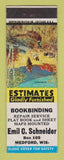 Matchbook Cover - Bookbinding Emil Schneider Medford WI SAMPLE