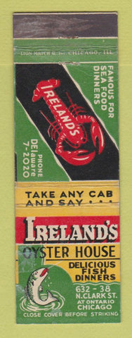 Matchbook Cover - Ireland's Oyster House Chicago IL WEAR