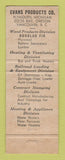 Matchbook Cover - Evans Wood Metal Products Chicago IL RK Tobin
