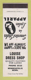 Matchbook Cover - Louise Dress Shop Minneapolis MN SAMPLE
