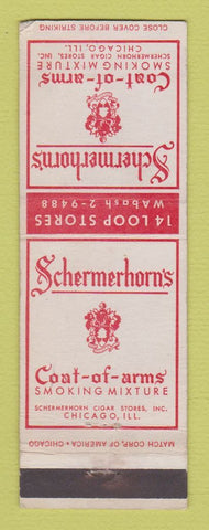 Matchbook Cover Schermerhorn's Coat of Arms Smoking Pipe Tobacco Chicago IL WEAR
