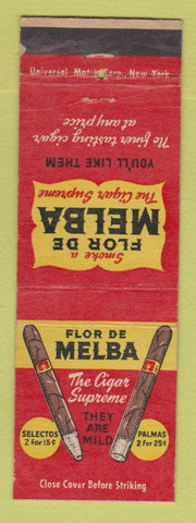 Matchbook Cover - Flor De Melba Cigars WORN BACK