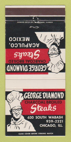 Matchbook Cover - George Diamond Steak House Chicago IL Acapulco 30 Strike