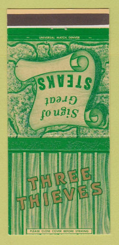 Matchbook Cover - Three Thieves Restaurant Colorado Springs 30 Strike