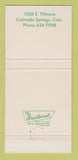 Matchbook Cover - Three Thieves Restaurant Colorado Springs 30 Strike