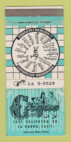Matchbook Cover - Cirque Restaurant La Habra CA 30 Strike