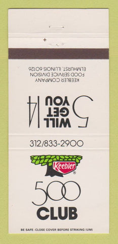 Matchbook Cover - Keebler 500 Club Elmhurst IL 30 Strike