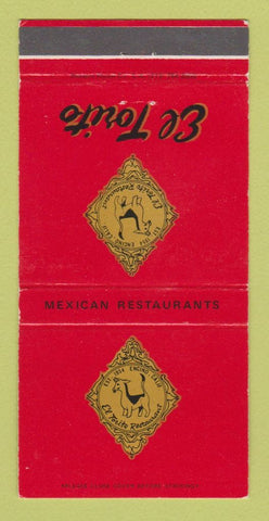 Matchbook Cover - El Torito Mexican Food Burbank Palm Springs CA 30 Strike