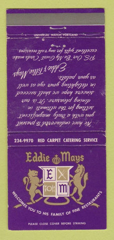 Matchbook Cover - Eddie Mays Restaurant Portland Beaverton OR WEAR 30 Strike
