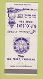 Matchbook Cover - Elks Lodge San Pedro CA 30 Strike