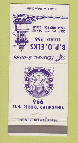 Matchbook Cover - Elks Lodge San Pedro CA 30 Strike