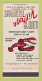 Matchbook Cover - Lou's Village Restaurant San Jose CA lobster 30 Strike