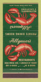 Matchbook Cover - Allgauer's Restaurants Chicago IL lobster 30 Strike