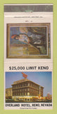 Matchbook Cover - Overland Hotel Reno NV Julia Bulette casino 30 Strike