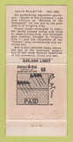 Matchbook Cover - Overland Hotel Reno NV Julia Bulette casino 30 Strike