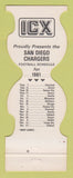 Matchbook Cover - San Diego Chargers Football 1981 ICX