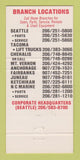 Matchbook Cover - Caterpillar Tractors NC Machinery Seattle WA 30 Strike