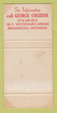 Matchbook Cover - Lighthouse Yacht Sales Birmingham MI George Couzens 30 Strike