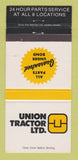 Matchbook Cover - Union Tractor Edmonton Calgary Red Deer AB 30 Strike