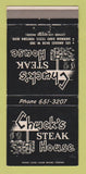 Matchbook Cover - Chuck's Steak House Sherman Oaks CA Los Angeles 30 Strike