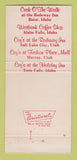 Matchbook Cover - Coy's Wood's Restaurants Boise ID Salt Lake City UT 30 Strike