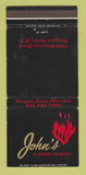 Matchbook Cover John's Flaming Hearth Restaurant Niagara Falls NY WEAR 30 Strike