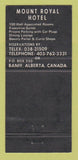 Matchbook Cover - Mount Royal Hotel Banff AB Gray Bus Lines 30 Strike