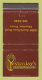 Matchbook Cover - Yesterday's Restaurant Houston TX WEAR 30 Strike