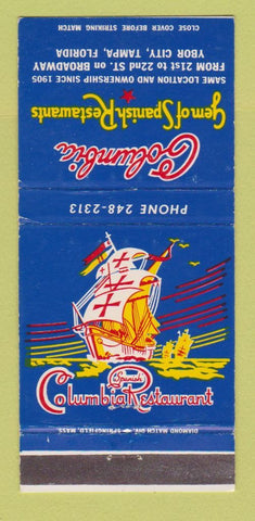 Matchbook Cover - Columbia Spanish Restaurant Ybor City Tampa fL 30 Strike