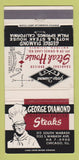 Matchbook Cover - George Diamond Steak House Chicago IL  30 Strike