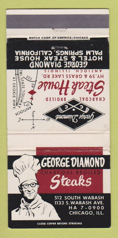 Matchbook Cover - George Diamond Steak House Chicago IL  30 Strike