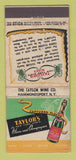 Matchbook Cover - Taylor's Wine Champagne Hammondsport NY WEAR 30 Stick