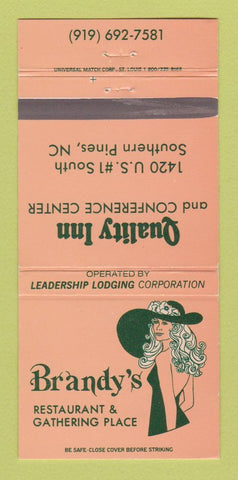 Matchbook Cover - Brandy's Quality Inn Southern Pines NC girlie 30 Strike