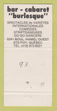 Matchbook Cover - Carol Bar Cabaret girlie Ste Foy QC 30 Strike
