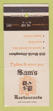 Matchbook Cover - Sam's Restaurants Sacramento CA San Francisco 30 Strike