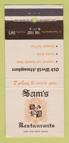 Matchbook Cover - Sam's Restaurants Sacramento CA San Francisco 30 Strike