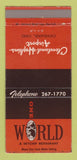 Matchbook Cover - One World Restaurant Cleveland OH Airport Hopkins 30 Strike