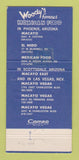 Matchbook Cover - Woddy's Macayo Las Vegas NV Phoenix AZ 30 Strike