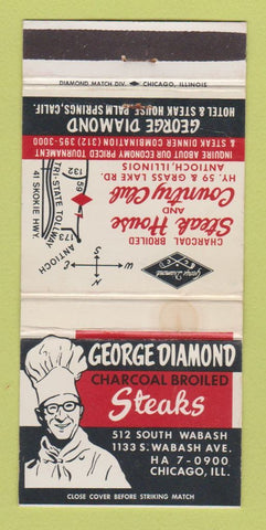 Matchbook Cover - George Diamond Steak Hosue Chicago IL WEAR 30 Strike
