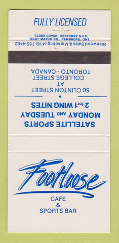 Matchbook Cover - Footloose Cafe Toronto ON WEAR 30 Strike