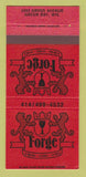 Matchbook Cover - Forge Restaurant Green Bay WI 30 Strike